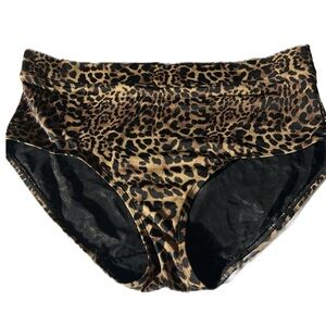 Cacique‎ leopard print High Waist Swimsuit Swim Bikini Briefs Bottom Sz 18 NWOT
